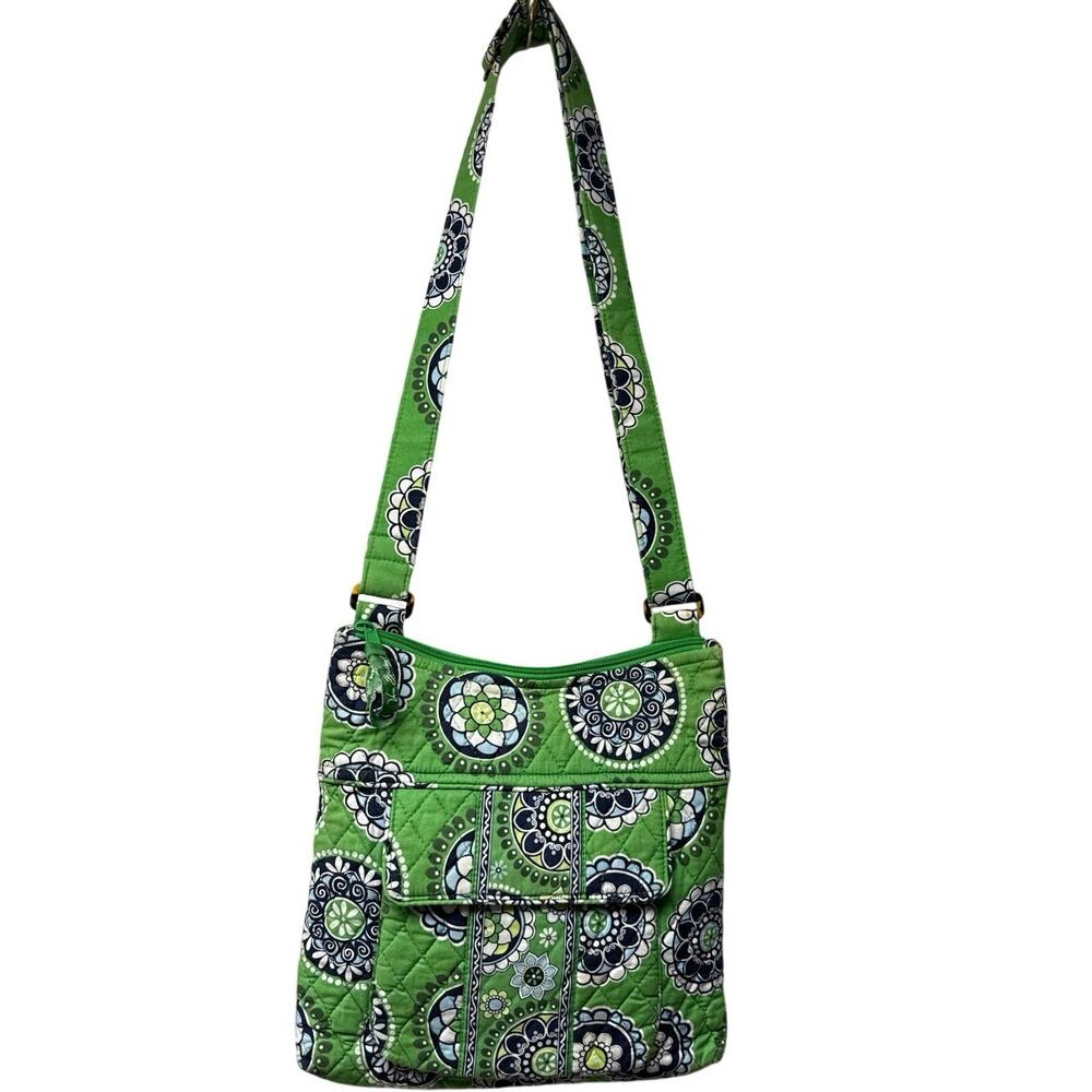 Vera Bradley Cupcake Green Blue Paisley Crossbody Bag Messenger Shoulder